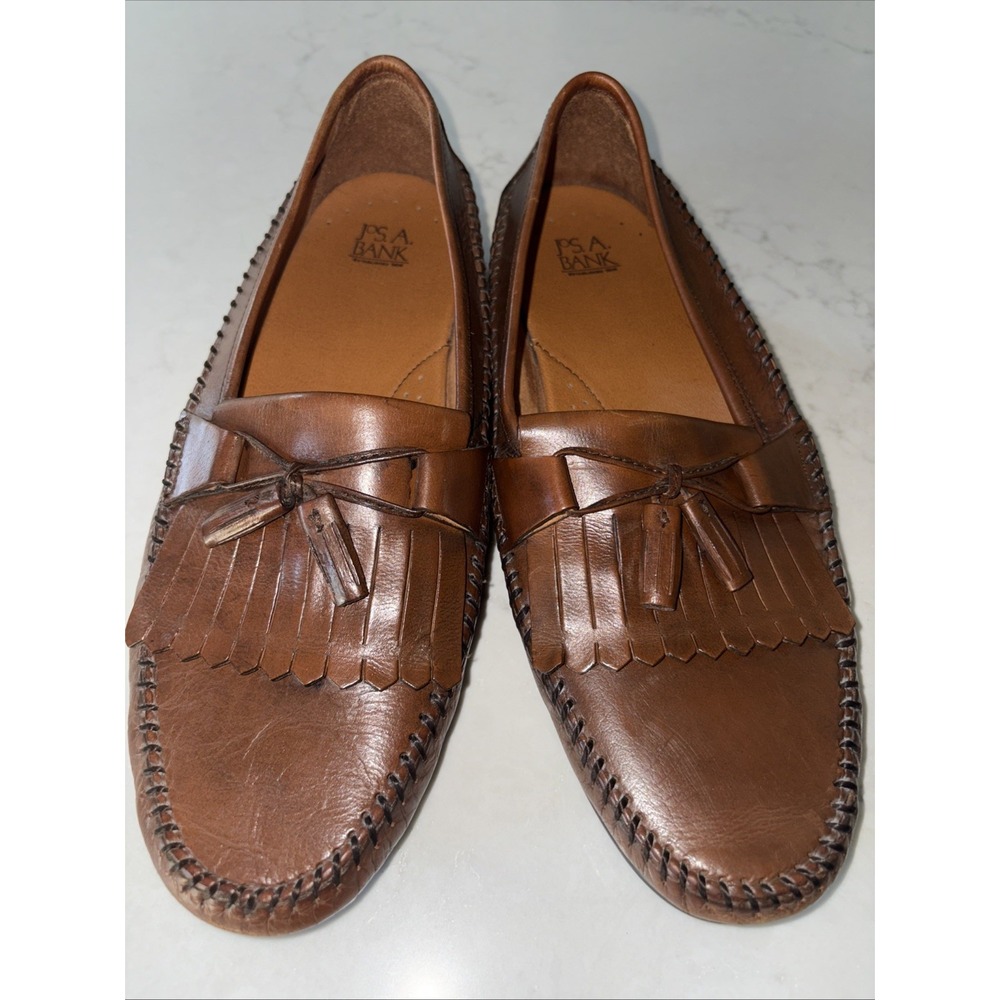Jos. A. Bank Mens Leather Loafers Size 10M Tassel Brown Handcrafted‎ 10 M Penny